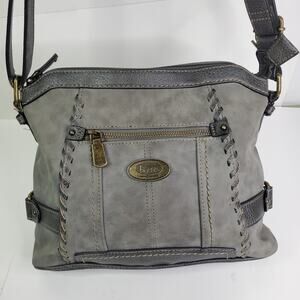 B.O.C. Born Concepts Womens Gray Buckle Shoulder Crossbody Purse 100622